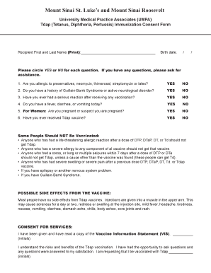 Tdap Consent Form