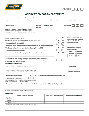 Speedy Stop Careers  Form