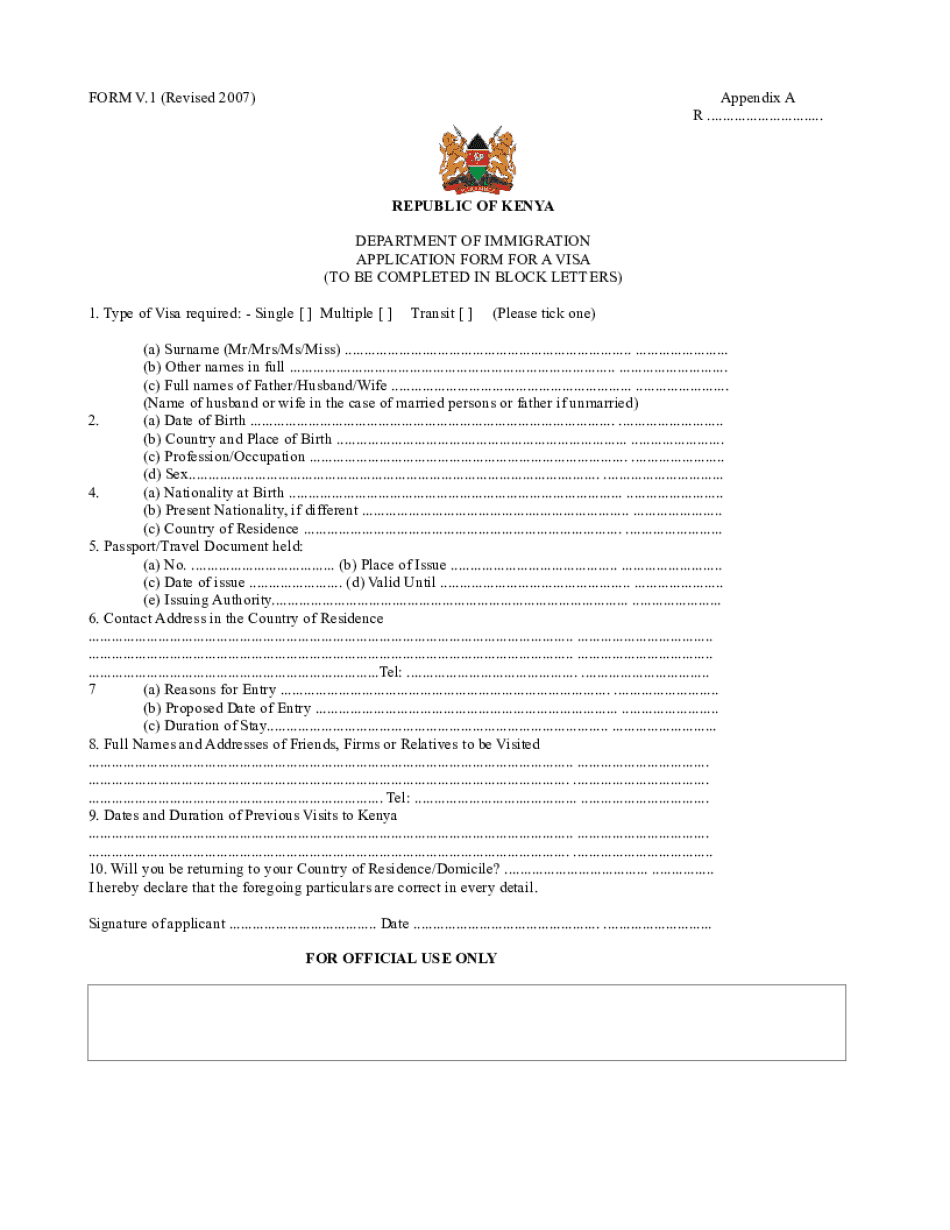FORM V 1 Revised the Embassy of the Republic of Kenya Kenyaembassyaddis
