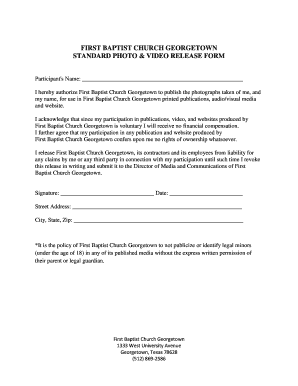 Standard Release Form for Video