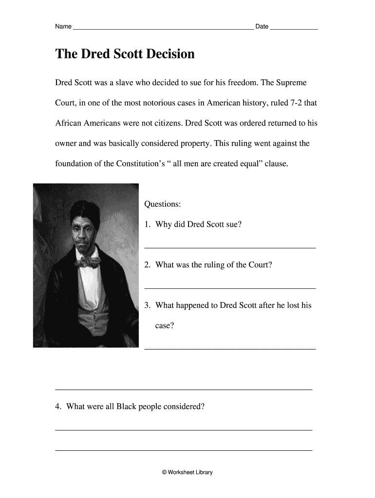 Dred Scott Worksheet PDF  Form