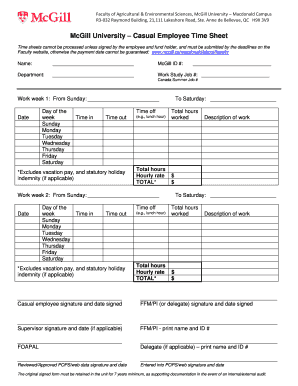 Time Sheet Template  Form