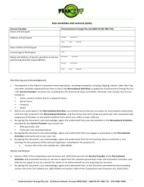 Flip Out Waiver Form PDF