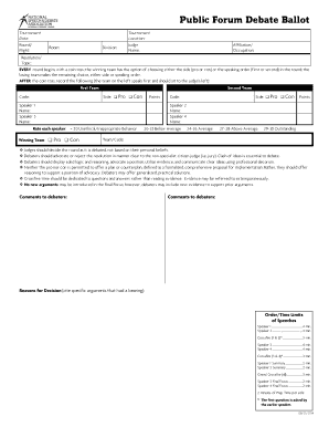 Public Forum Debate Ballot  Form