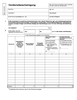 Verdienstbescheinigung Kinderzuschuss  Form