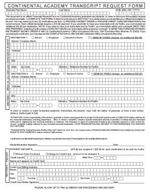 Continental Academy Transcripts  Form