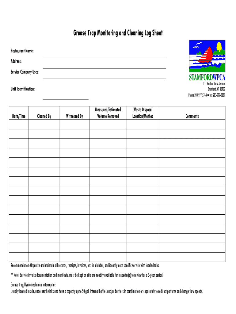 Trap Log Sheet  Form