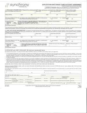  11 &#039; SyncNlY APPLICATION and CREDIT CARD ACCOUNT AGREEMENT Credit is Extended by Synchrony Bank MARRIED WI Residents Only I 2014-2024