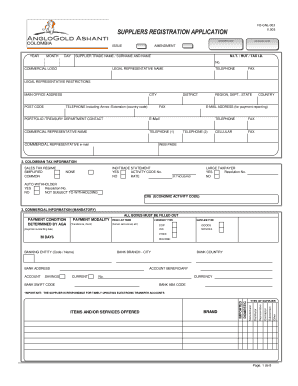 Anglogold Ashanti Procurement Portal  Form