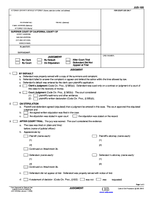 JUD 100 Fillable Editable and Saveable California Judicial Council Forms