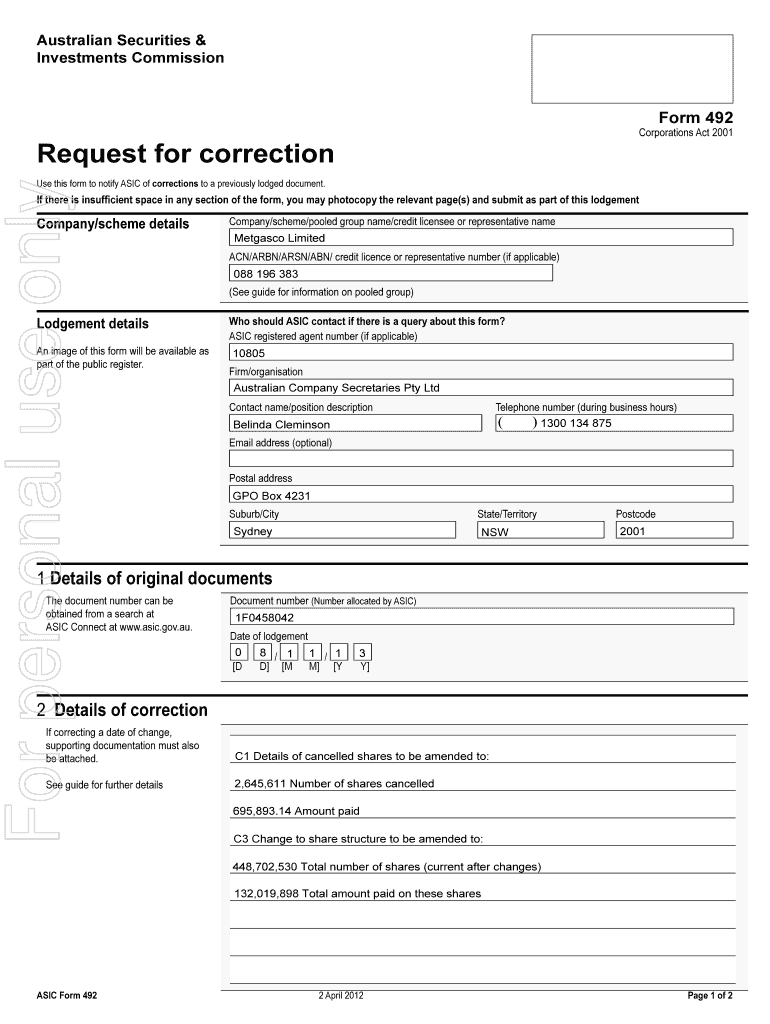 Form 492