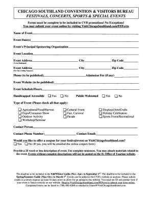 PDF Form Chicago Southland Convention &amp; Visitors Bureau