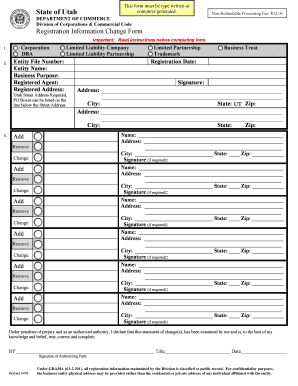 Limited Liability Company Registration Information Change Form