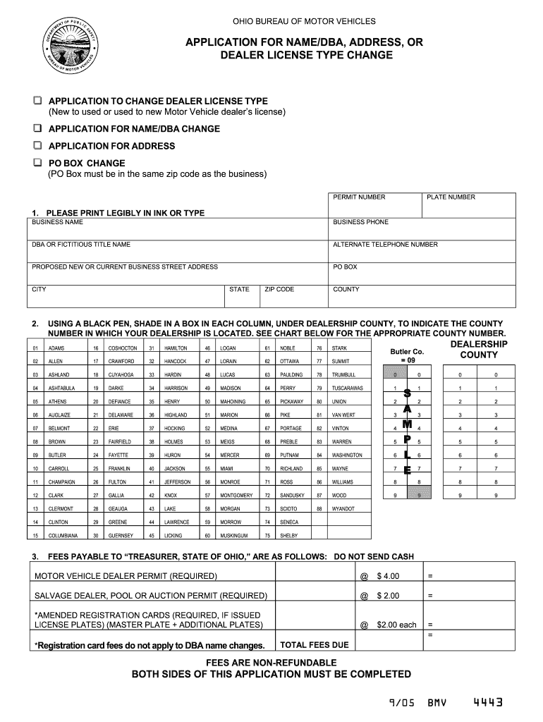 Used Dealer License Ohio Form 4443