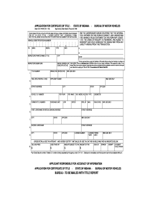 Indiana Title Application  Form