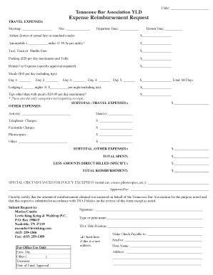 Reimbursement Form Tennessee Bar Association Tba