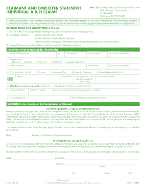 Claimant and Employer Statement  Form