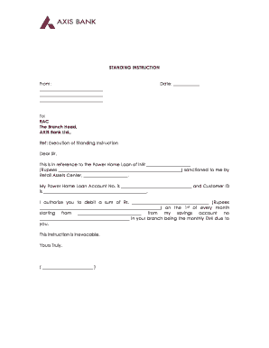 Standing Instruction Letter  Form