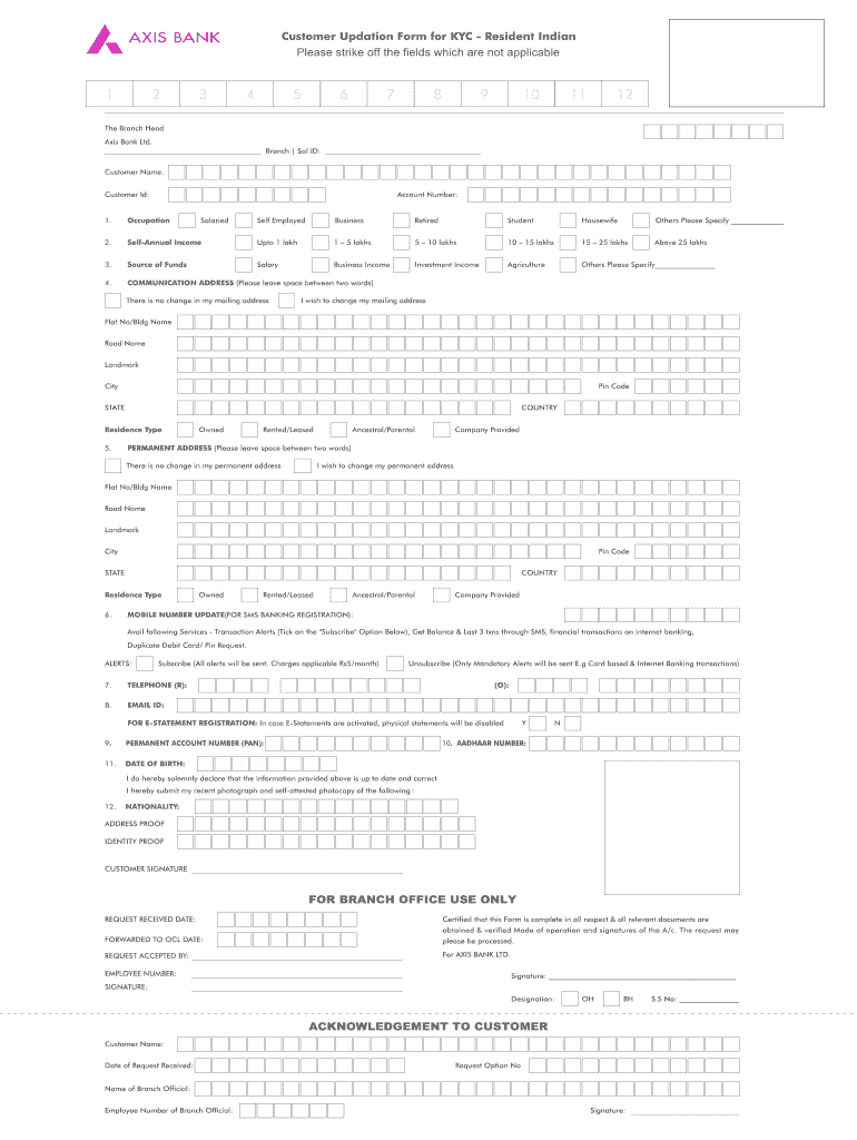 Axis Bank Re Kyc Form