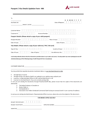 Axis Bank Visa Updation Form