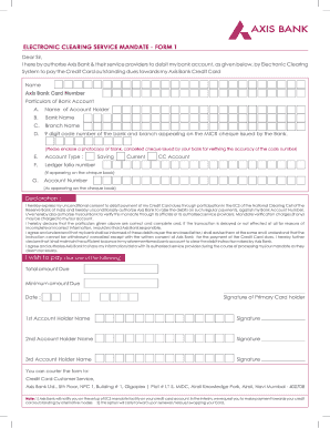 Download ECS Form Part a Axis Bank