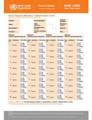 Hand Hygiene Observation Form PDF