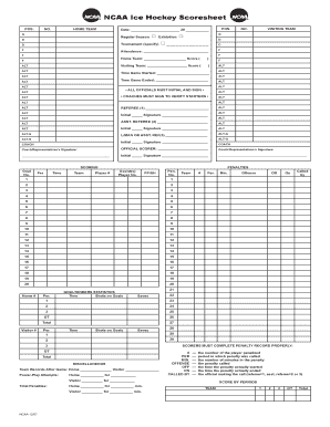  NCAA Ice Hockey Scoresheet NCAAorg Fs Ncaa 2007