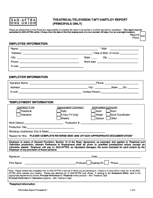 THEATRICALTELEVISION TAFT HARTLEY REPORT PRINCIPALS ONLY  Form