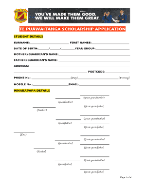 Puawaitanga Scholarship  Form