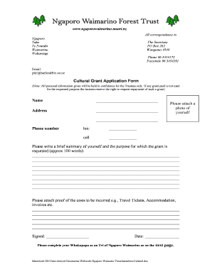 Ngaporo Waimarino Forest Trust  Form