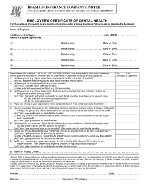 Dental Certificate for Work  Form