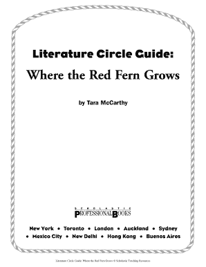 Literature Circle Guide Where the Red Fern Grows Scholastic Form