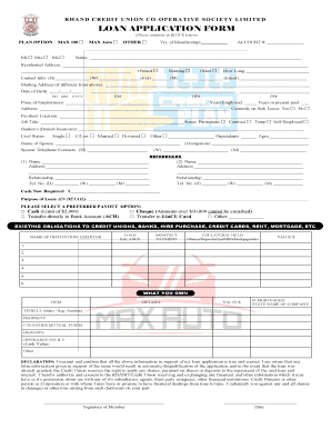 Rhand Credit Union Loan Application Form