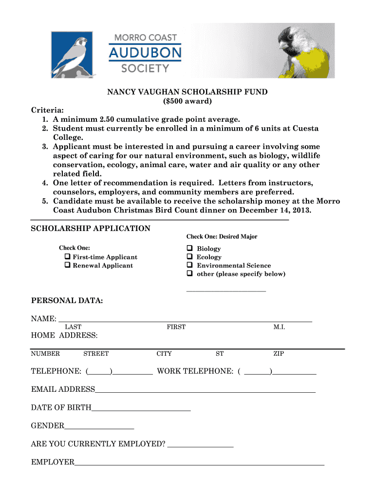 Scholarship Application Template Google Docs  Form