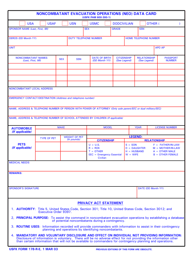  Usfk Form 207 2003-2024
