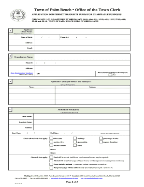 CHARITABLE SOLICITATION PERMIT Palm Beach Florida  Form