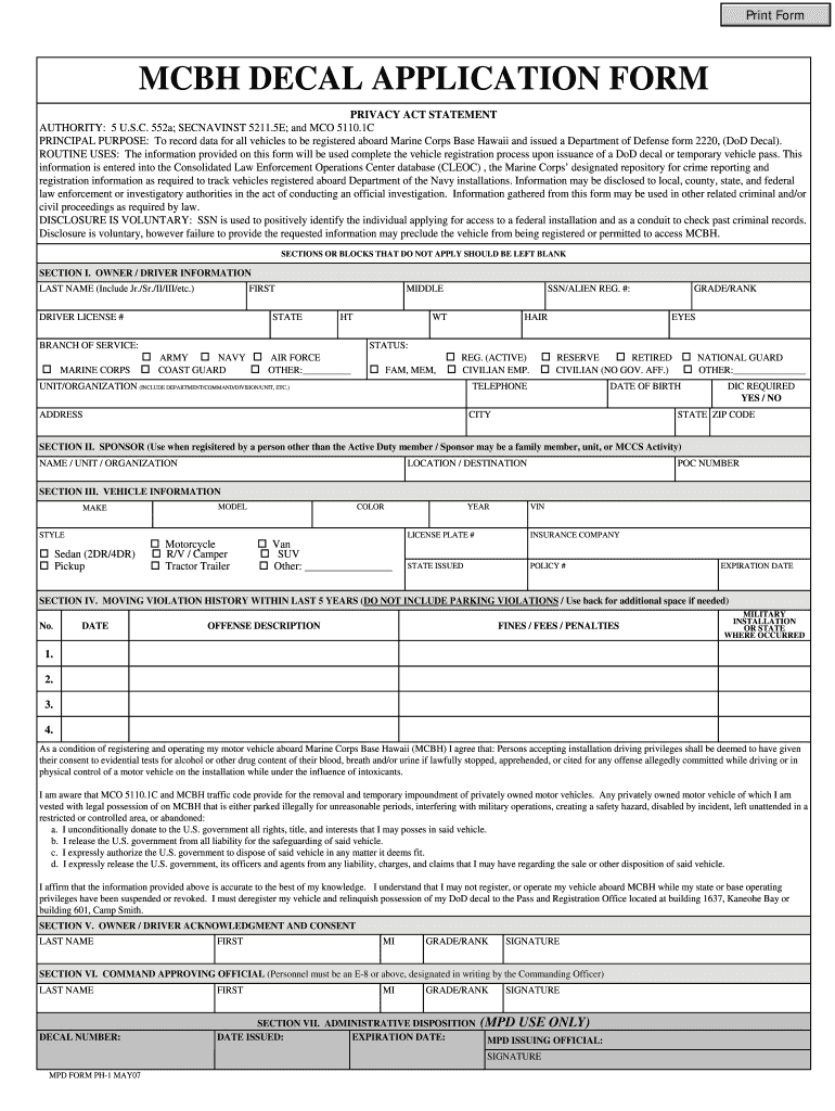 Mcbh Non Resident Form
