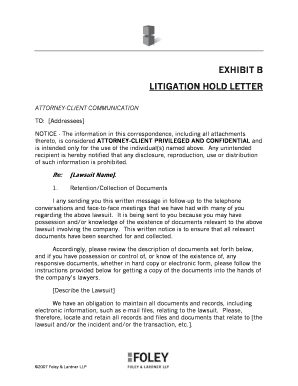 Legal Holding Letter Sample  Form