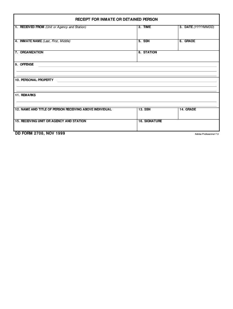  Dd Form 2708 1999