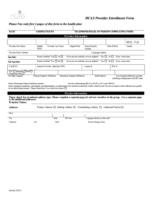 Hcas Provider Enrollment Form