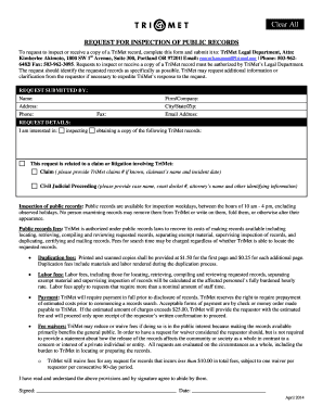 Trimet Public Records Request  Form