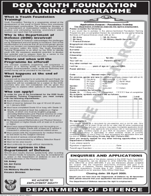 South African Army Application Forms