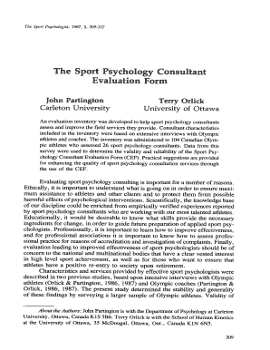 Sport Psychology Consultant Evaluation Form