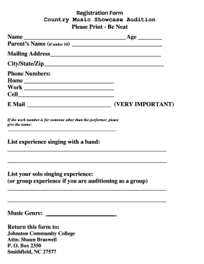 Membership Form for Music Group
