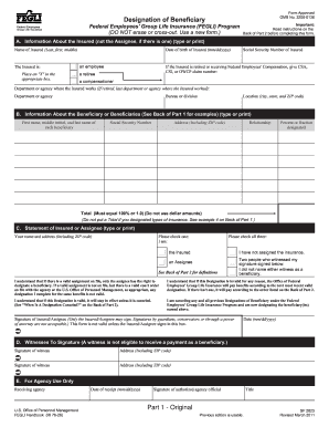 3206 0136 Designation of Beneficiary Federal Employees Group Life Insurance Federal Employees&#039; Group Life Insurance FEGLI P  Form