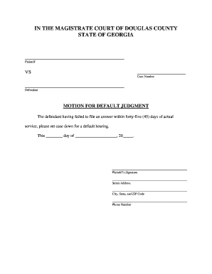 Motion for Default Judgment Douglas County, Georgia  Form