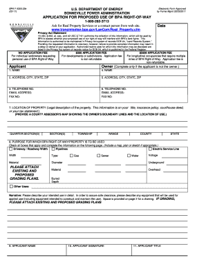 Application for Use of BPA Right of Way Bonneville Power Bpa  Form