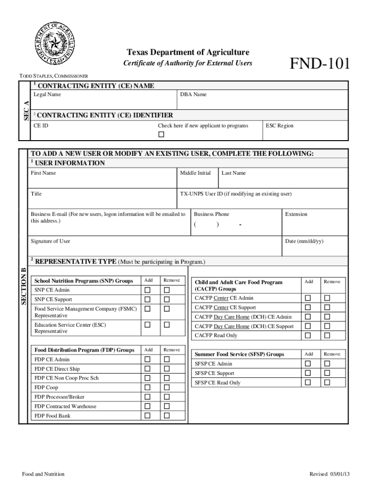  Fnd 101 Form 2013-2024
