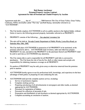 Auction Contract Template  Form