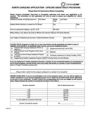 Lifeline Centurylink  Form